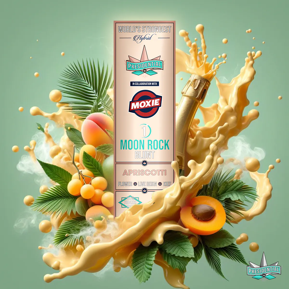 Presidential Apricotti blunt packaging artwork in a square layout