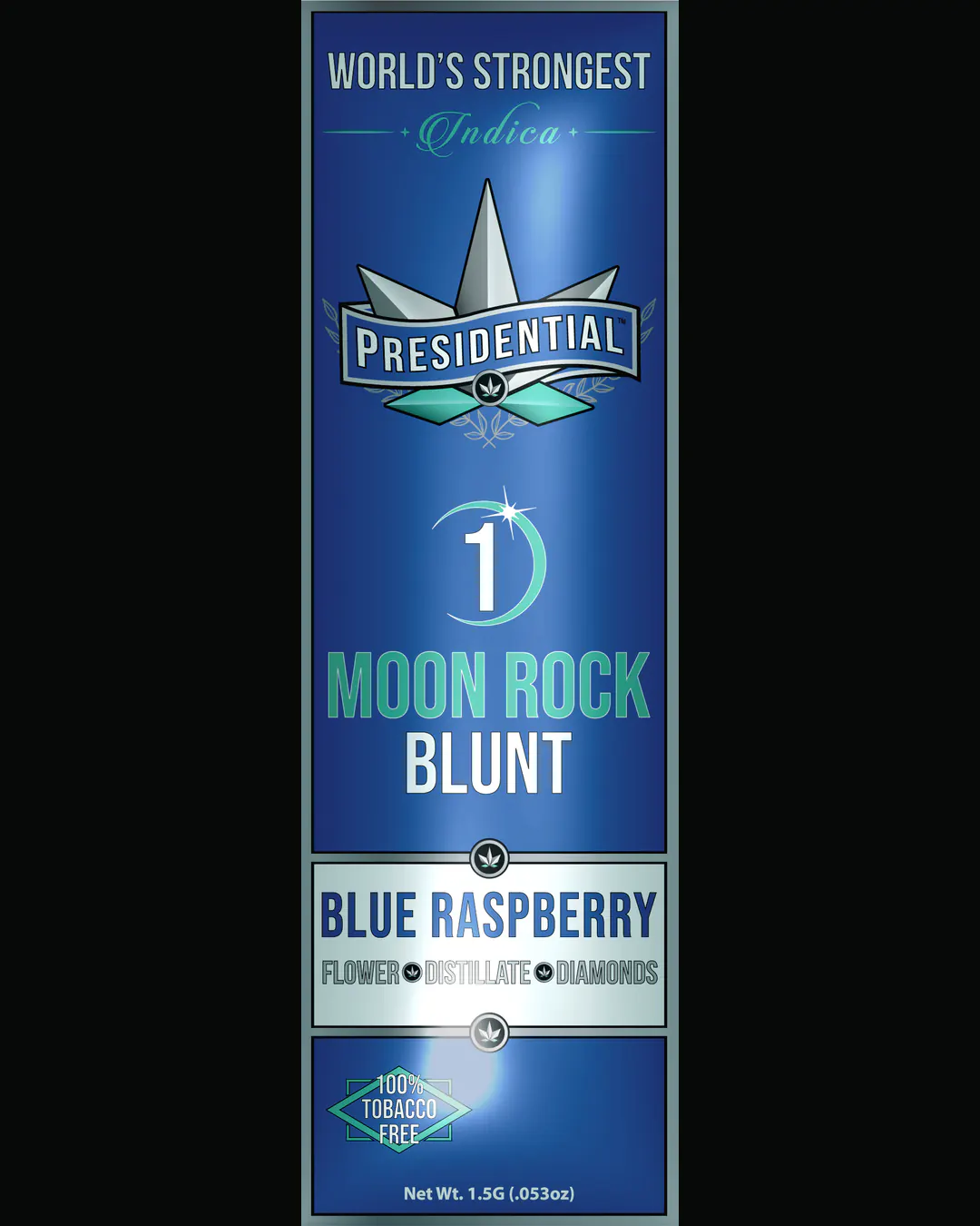 Presidential Blue Raspberry blunt vertical menu label artwork