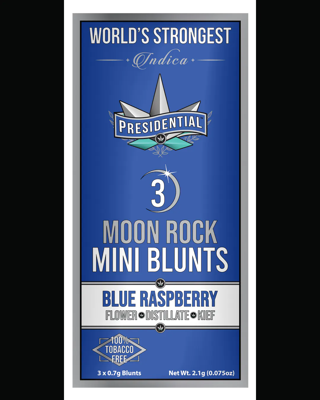 Presidential Blue Raspberry mini blunt vertical menu label artwork