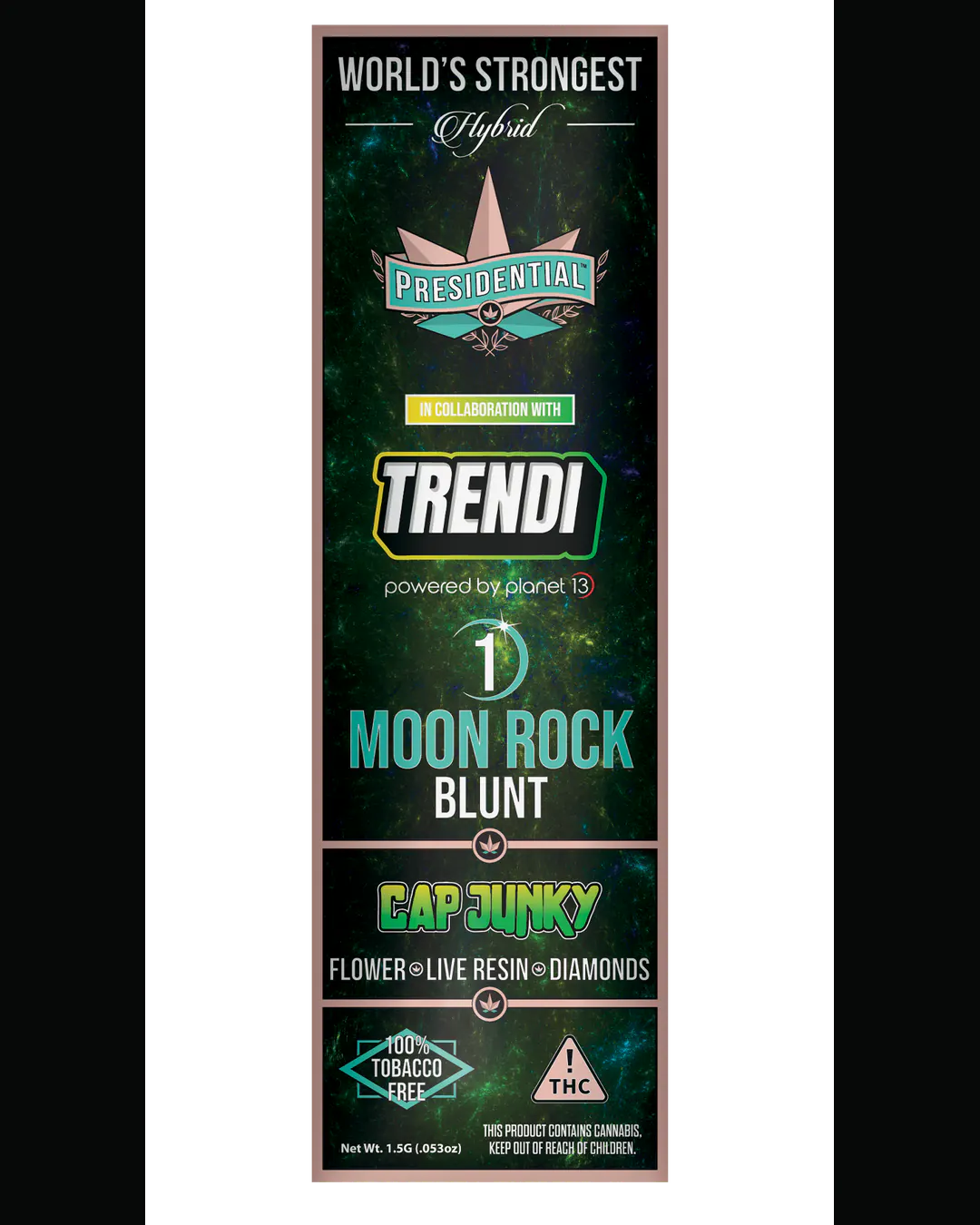 Presidential Cap Junky blunt vertical menu label artwork