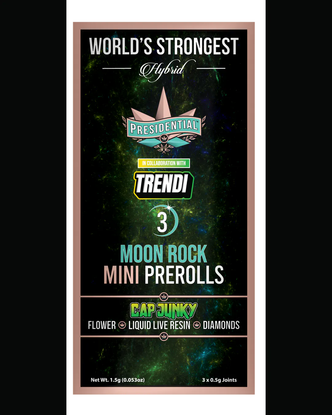 Presidential Cap Junky mini pre-roll vertical menu label artwork