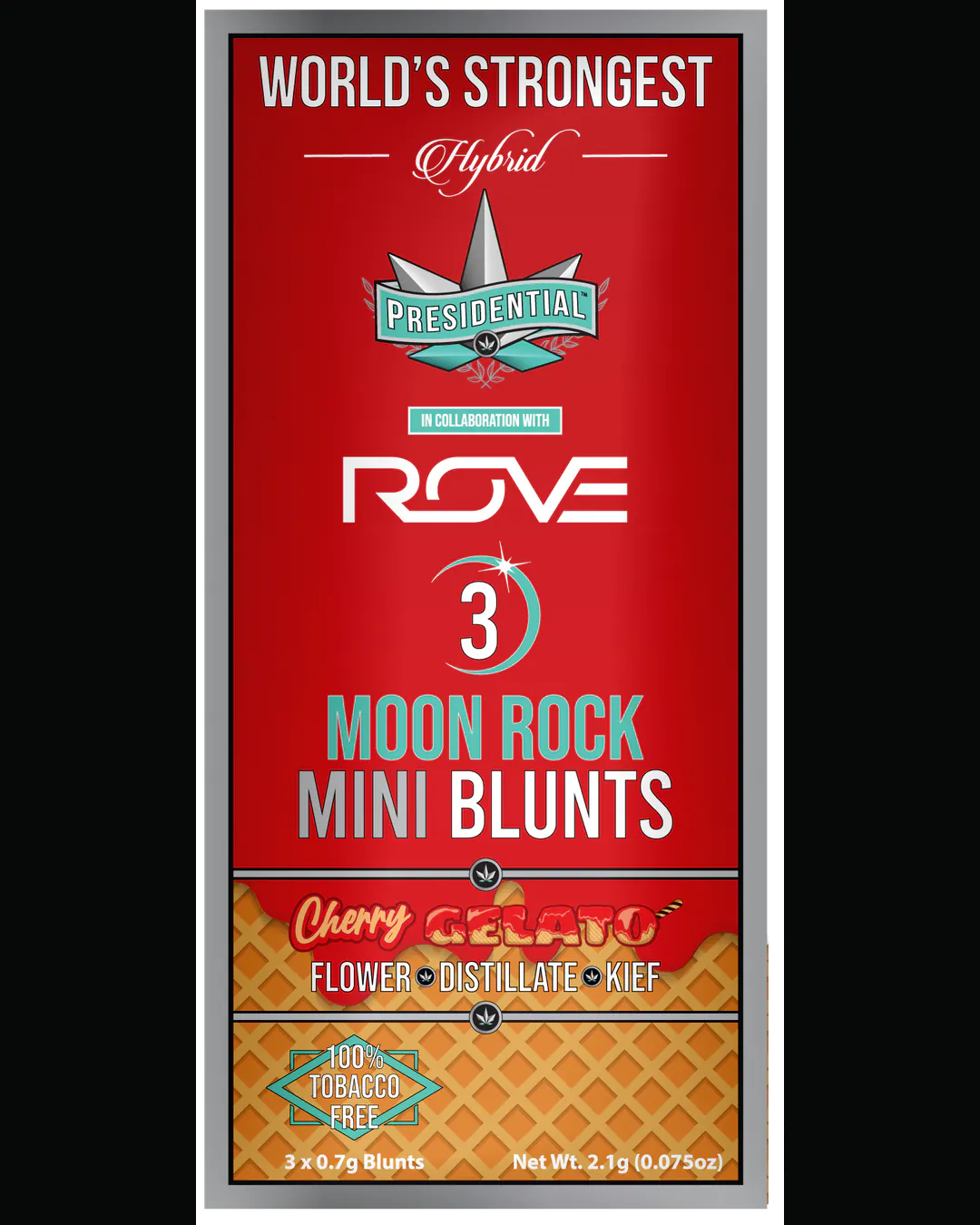 Presidential Cherry Gelato mini blunt vertical menu label artwork