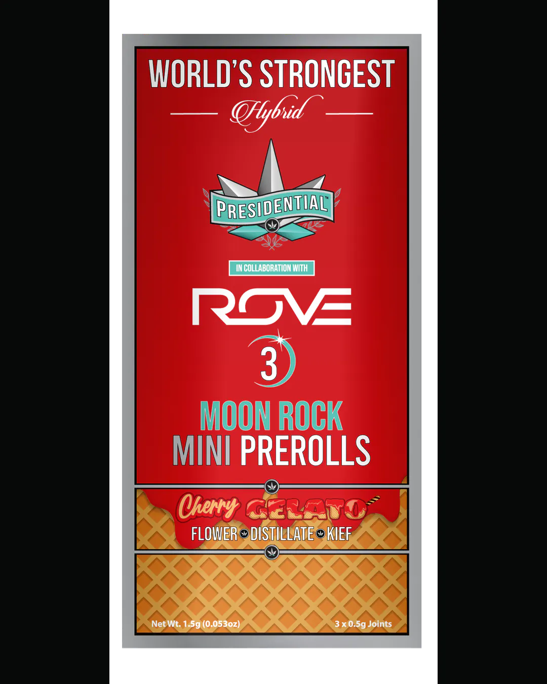 Presidential Cherry Gelato mini pre-roll vertical menu label artwork