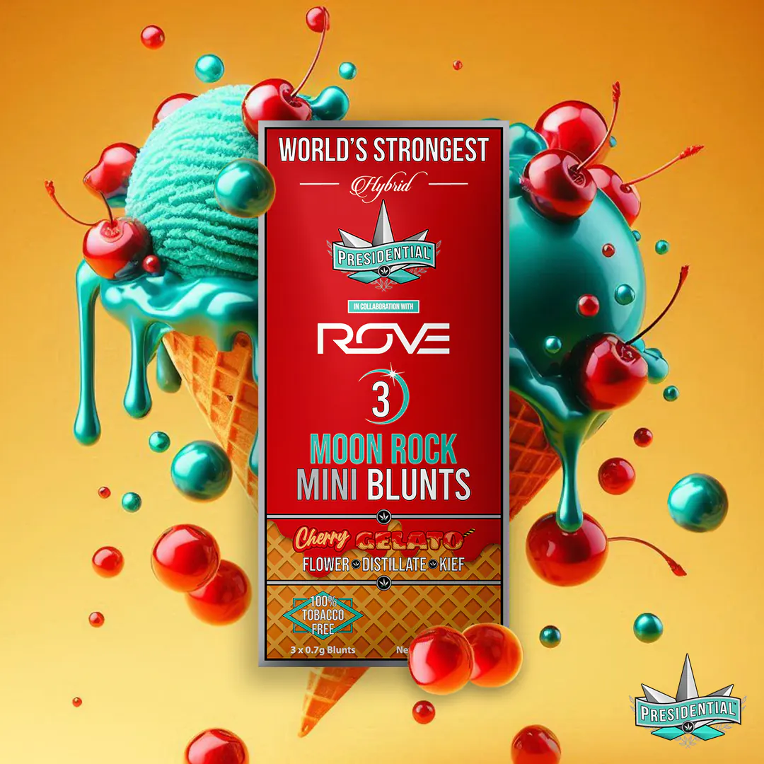 Presidential Cherry mini blunt packaging artwork in a square layout