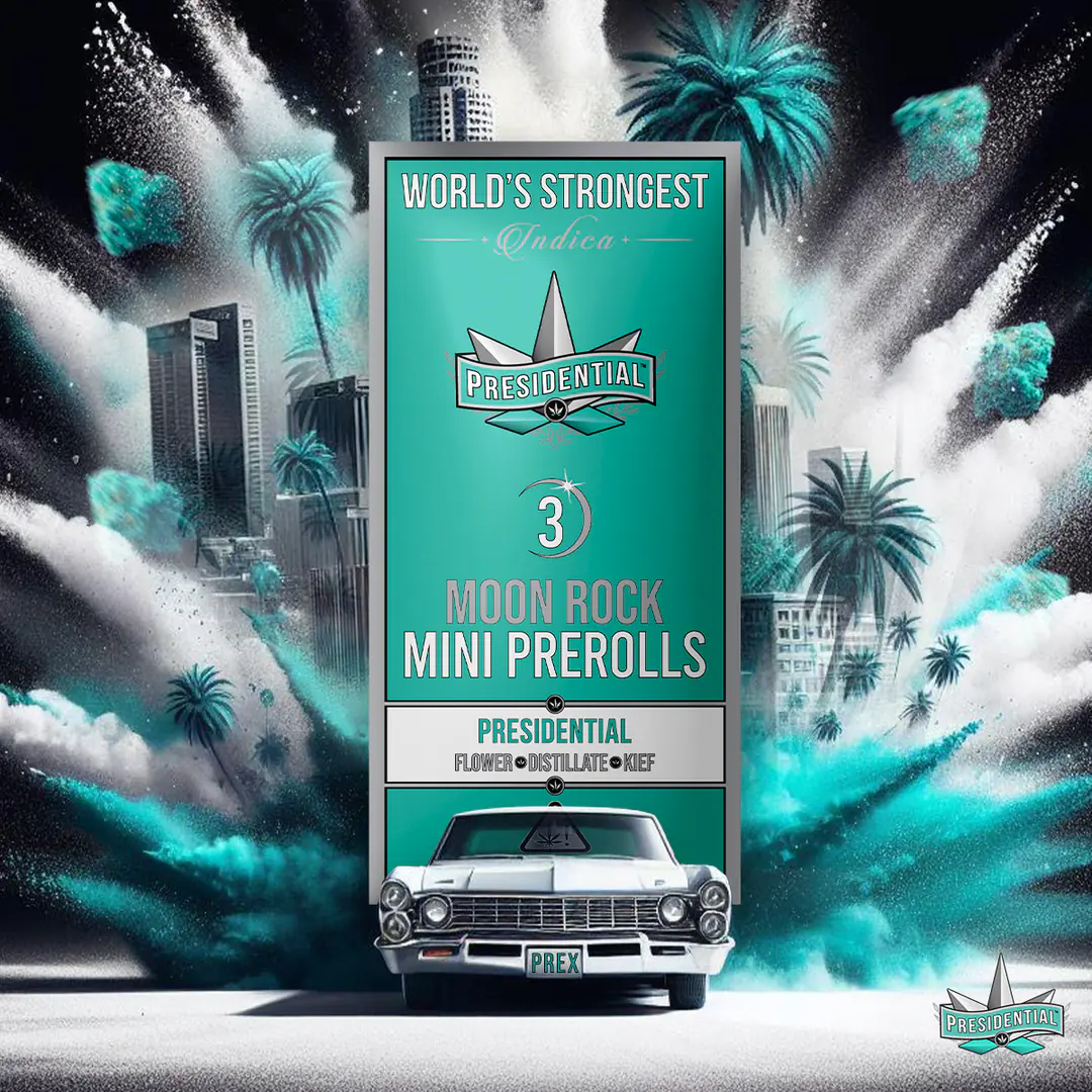 Presidential Classic mini pre-roll packaging artwork in a square layout