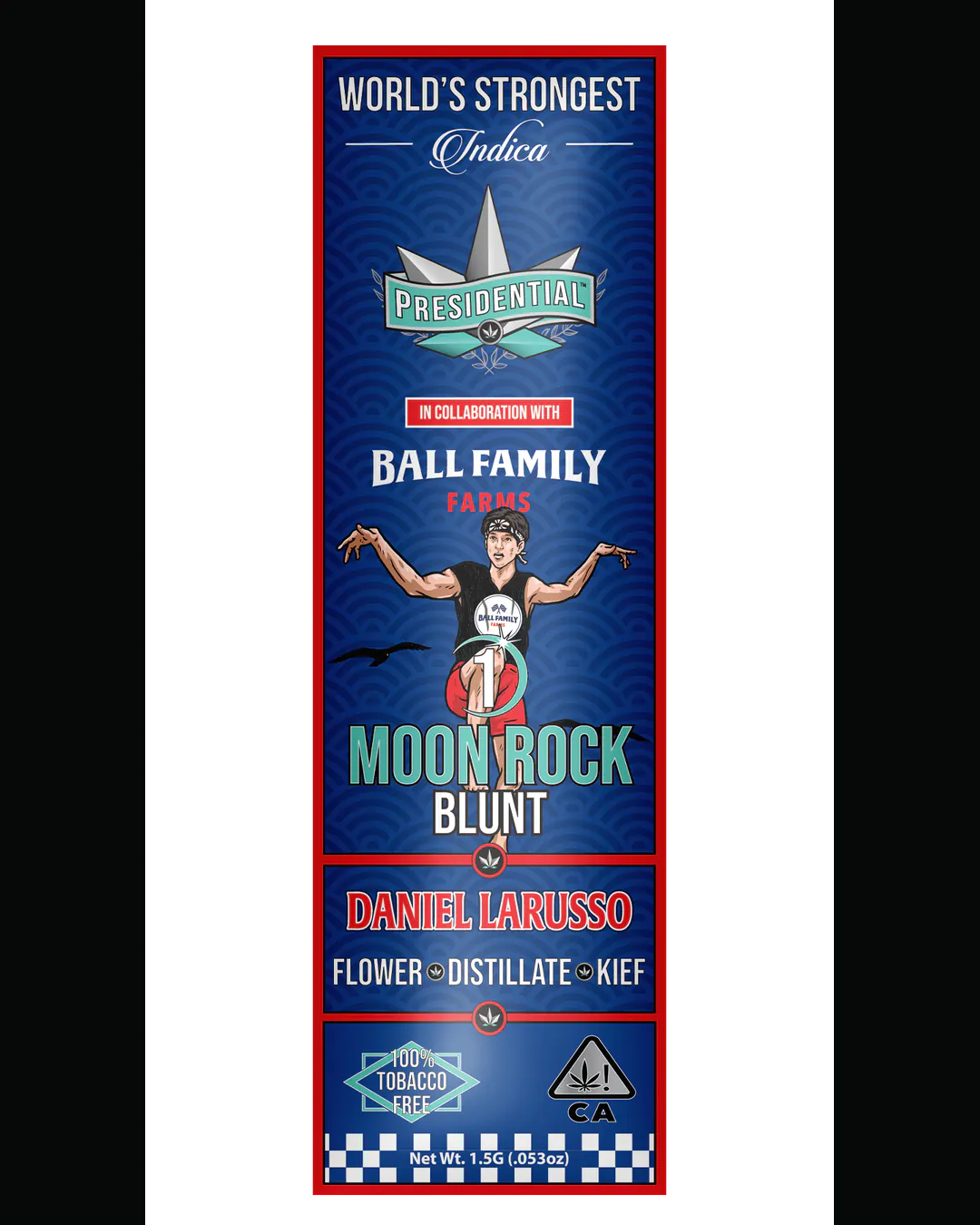 Presidential Daniel Larusso blunt vertical menu label artwork