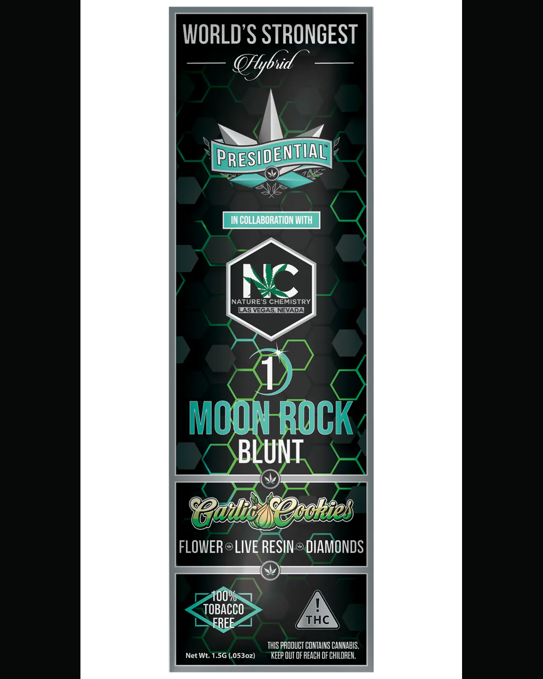 Presidential Garlic Cookies blunt vertical menu label artwork