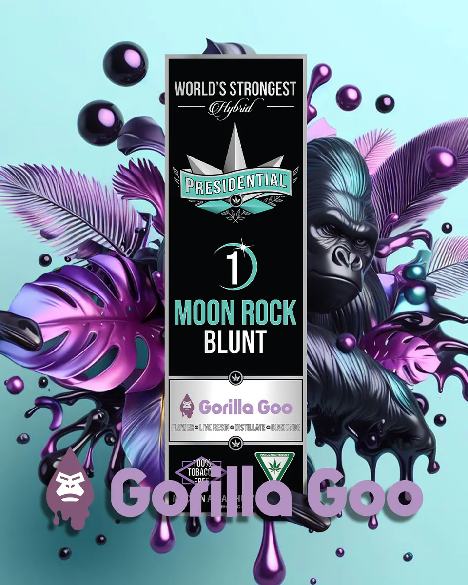Presidential Gorilla Goo blunt packaging artwork in a portrait layout