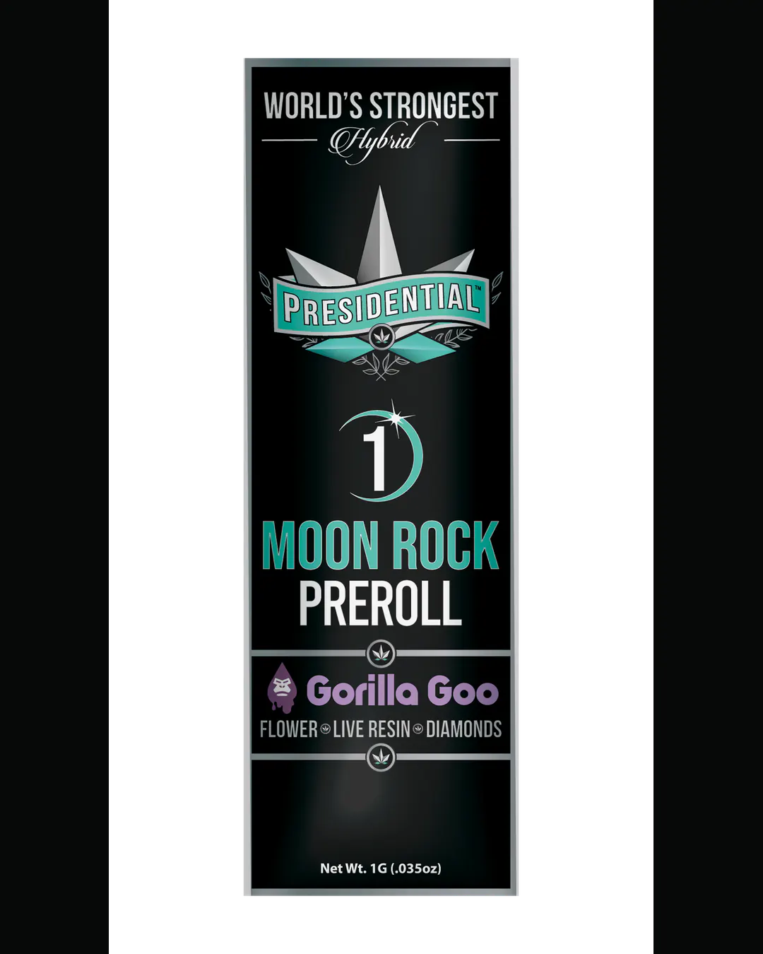Presidential Gorilla Goo infused pre-roll vertical menu label artwork