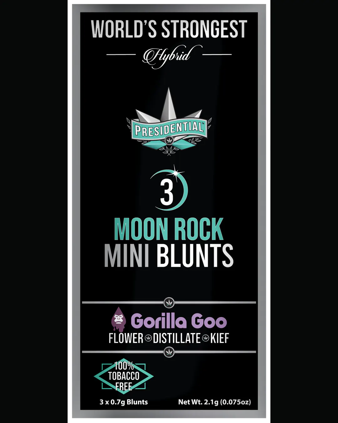 Presidential Gorilla Goo mini blunt vertical menu label artwork