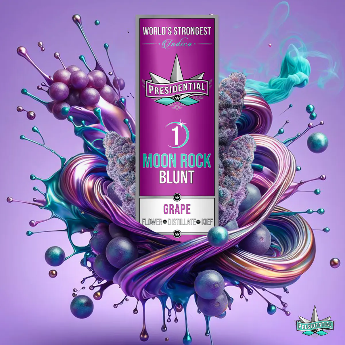 Presidential Grape blunt packaging artwork in a square layout