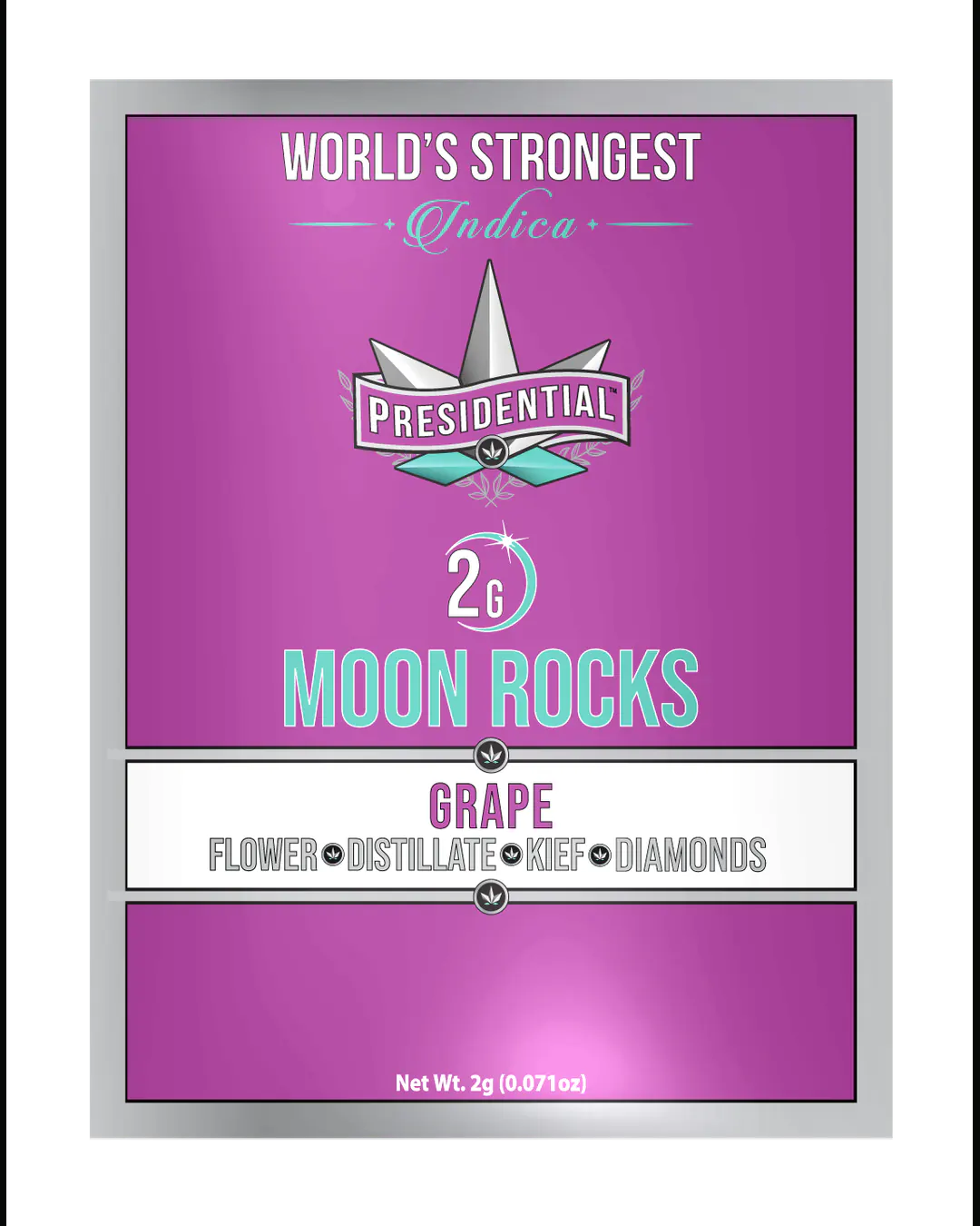 Presidential Grape Moon Rocks vertical menu label artwork