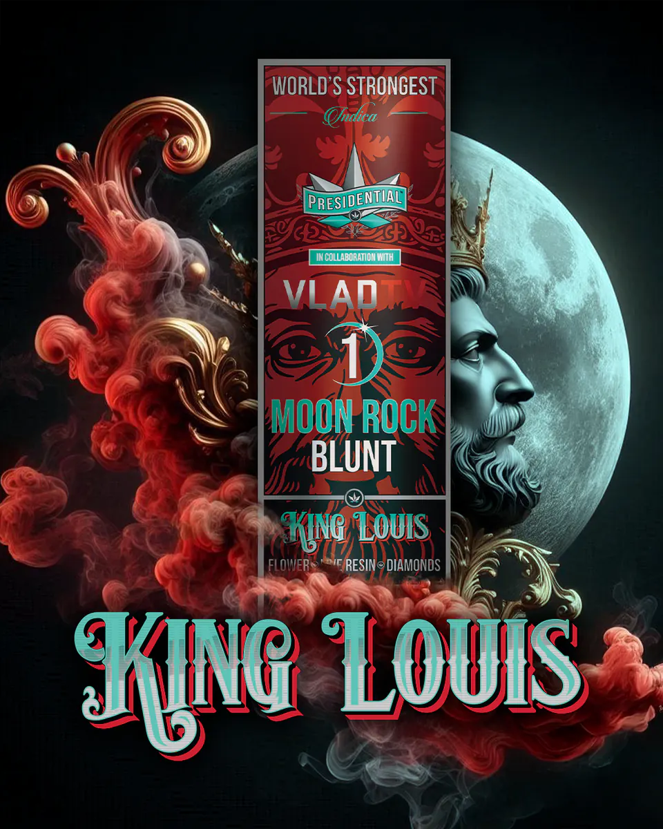 Presidential King Louis blunt packaging artwork in a portrait layout