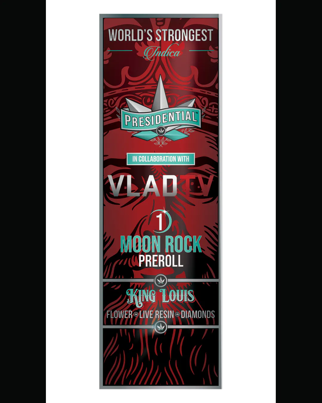 Presidential King Louis infused pre-roll vertical menu label artwork