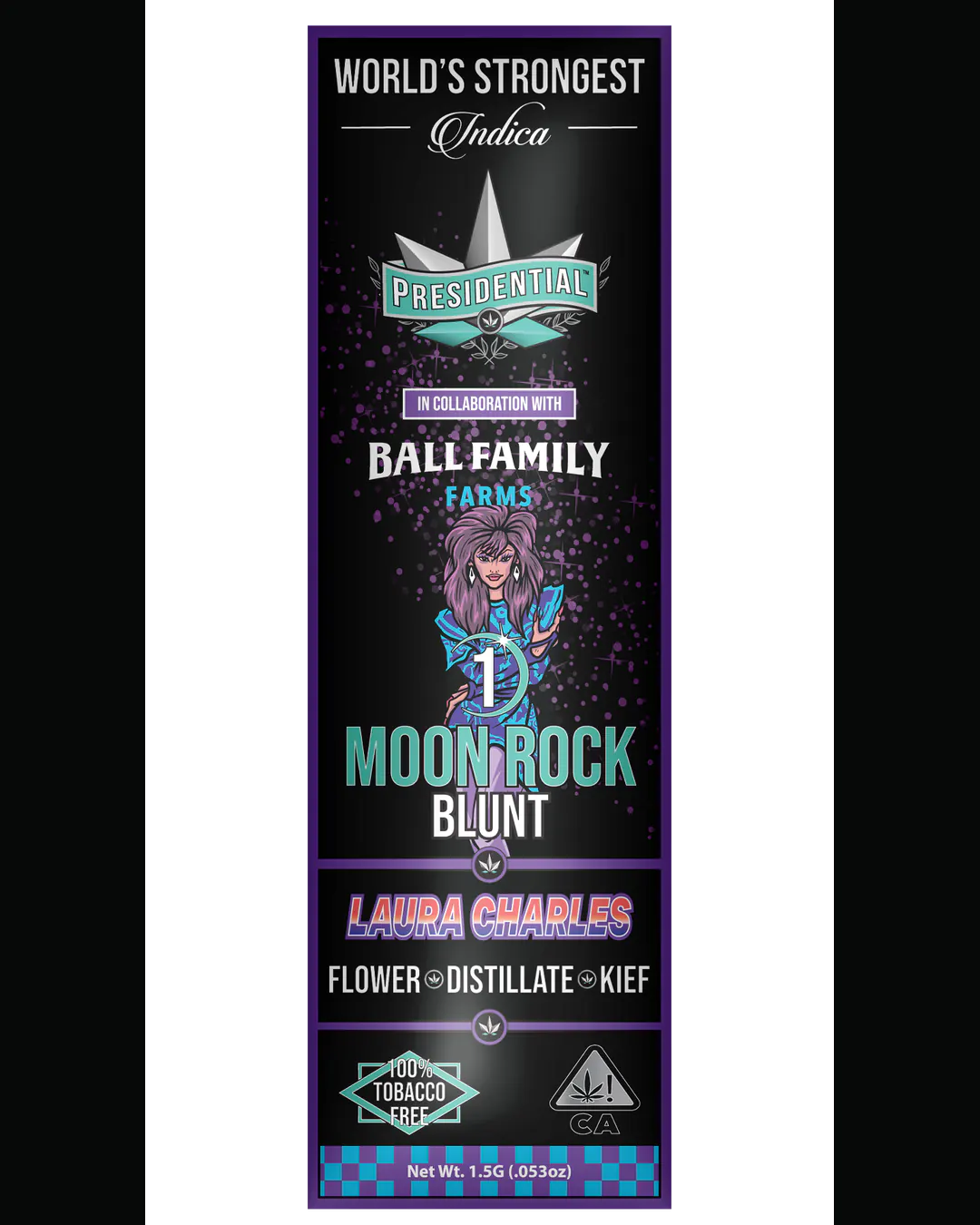Presidential Laura Charles blunt vertical menu label artwork