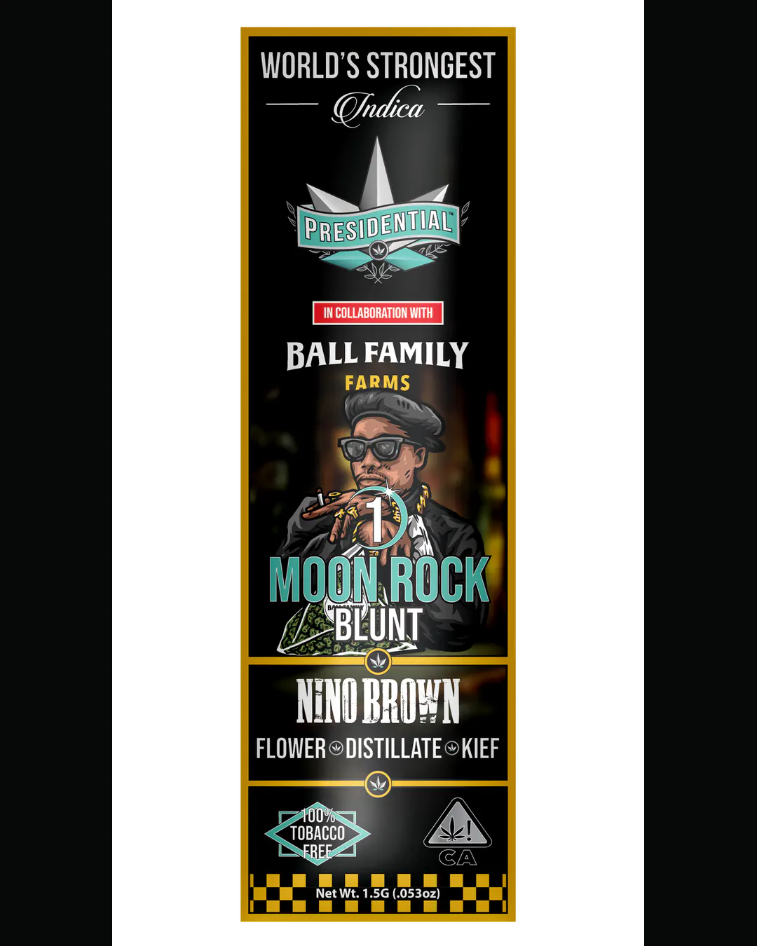 Presidential Nino Brown blunt vertical menu label artwork