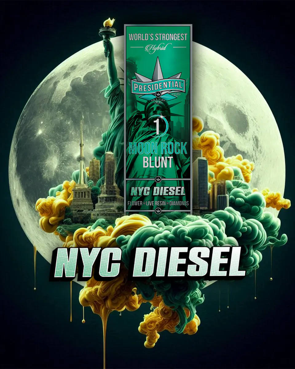 Presidential NYC Diesel blunt packaging artwork in a portrait layout