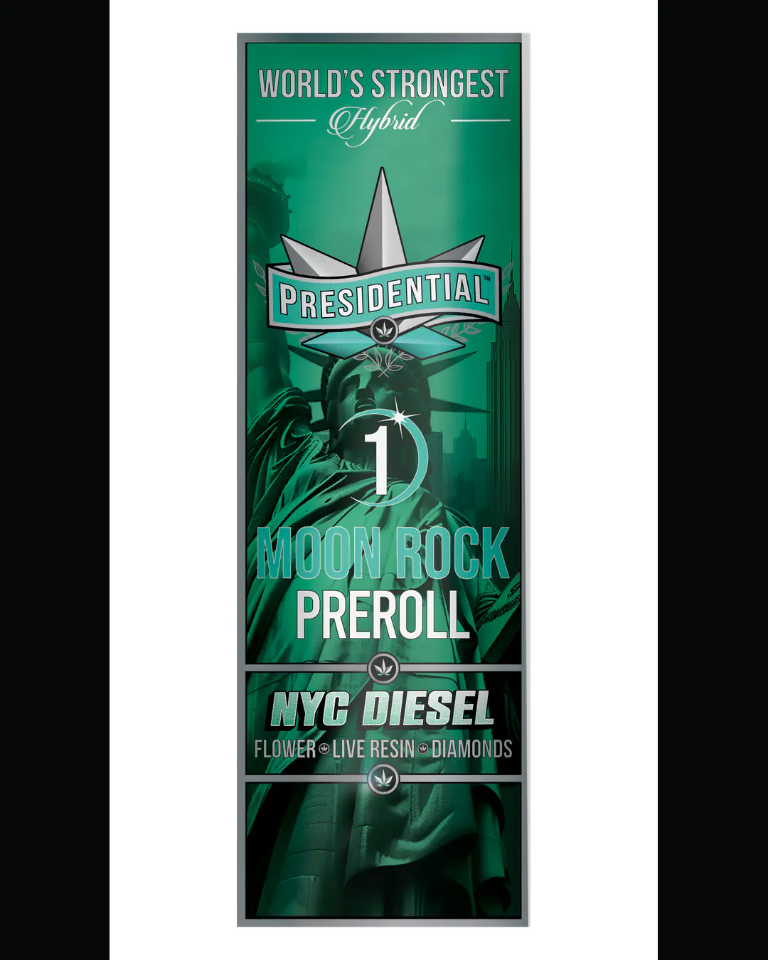 Presidential NYC Diesel infused pre-roll vertical menu label artwork