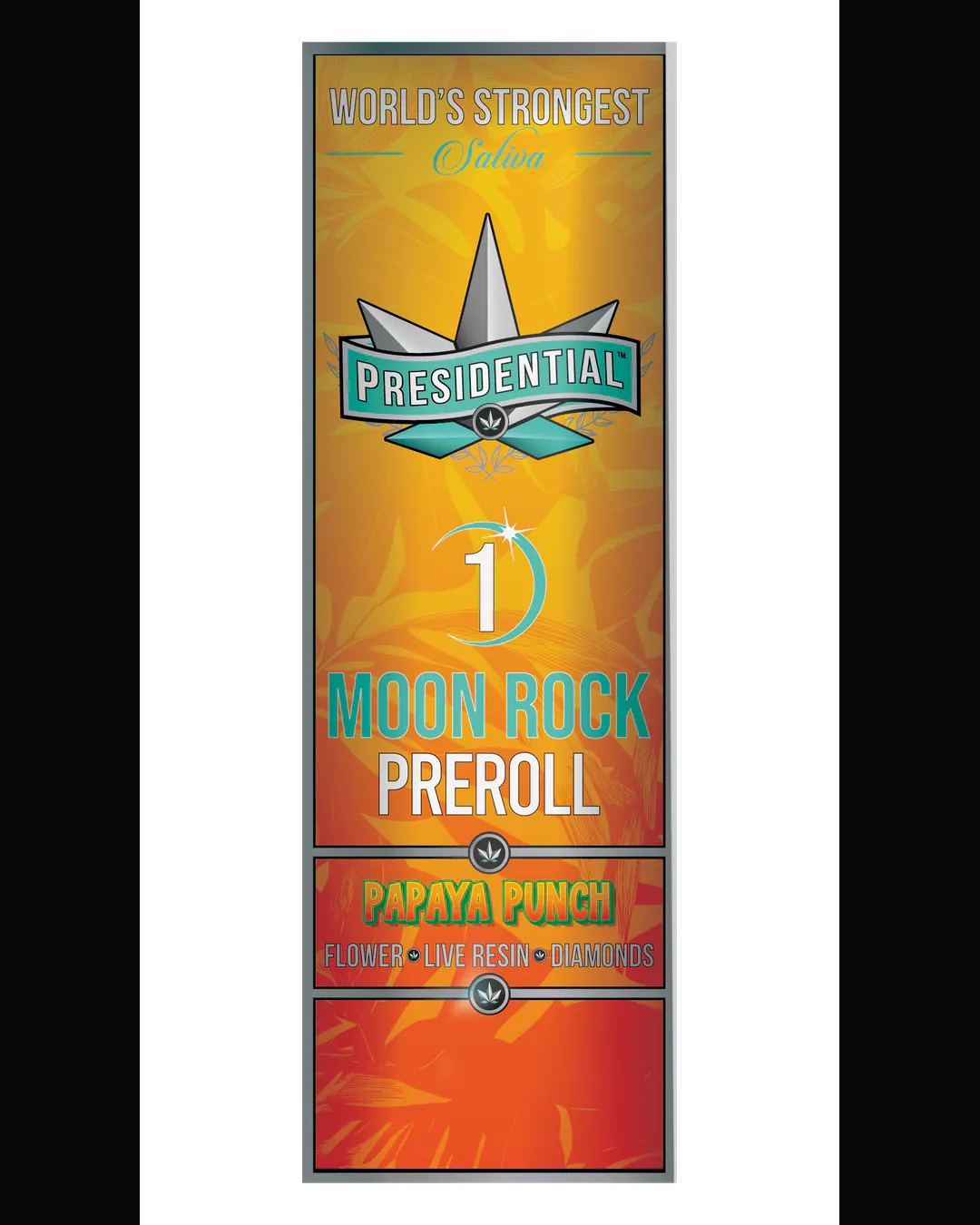 Presidential Papaya Punch infused pre-roll vertical menu label artwork