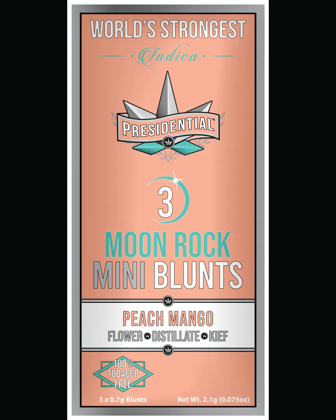 Presidential Peach Mango mini blunt vertical menu label artwork