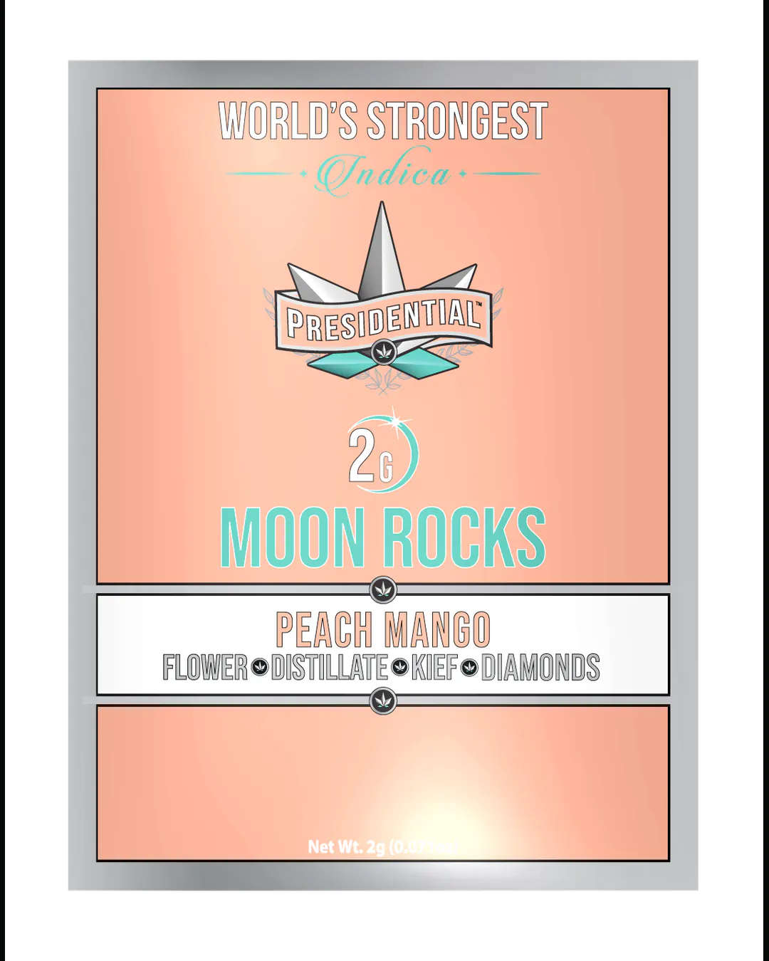 Presidential Peach Mango Moon Rocks vertical menu label artwork