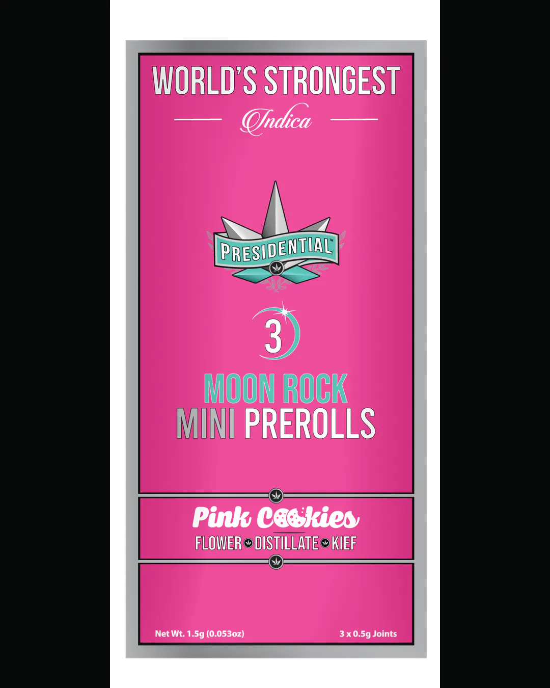 Presidential Pink Cookies mini pre-roll vertical menu label artwork