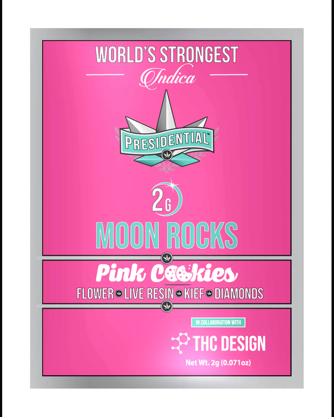 Presidential Pink Cookies Moon Rocks vertical menu label artwork