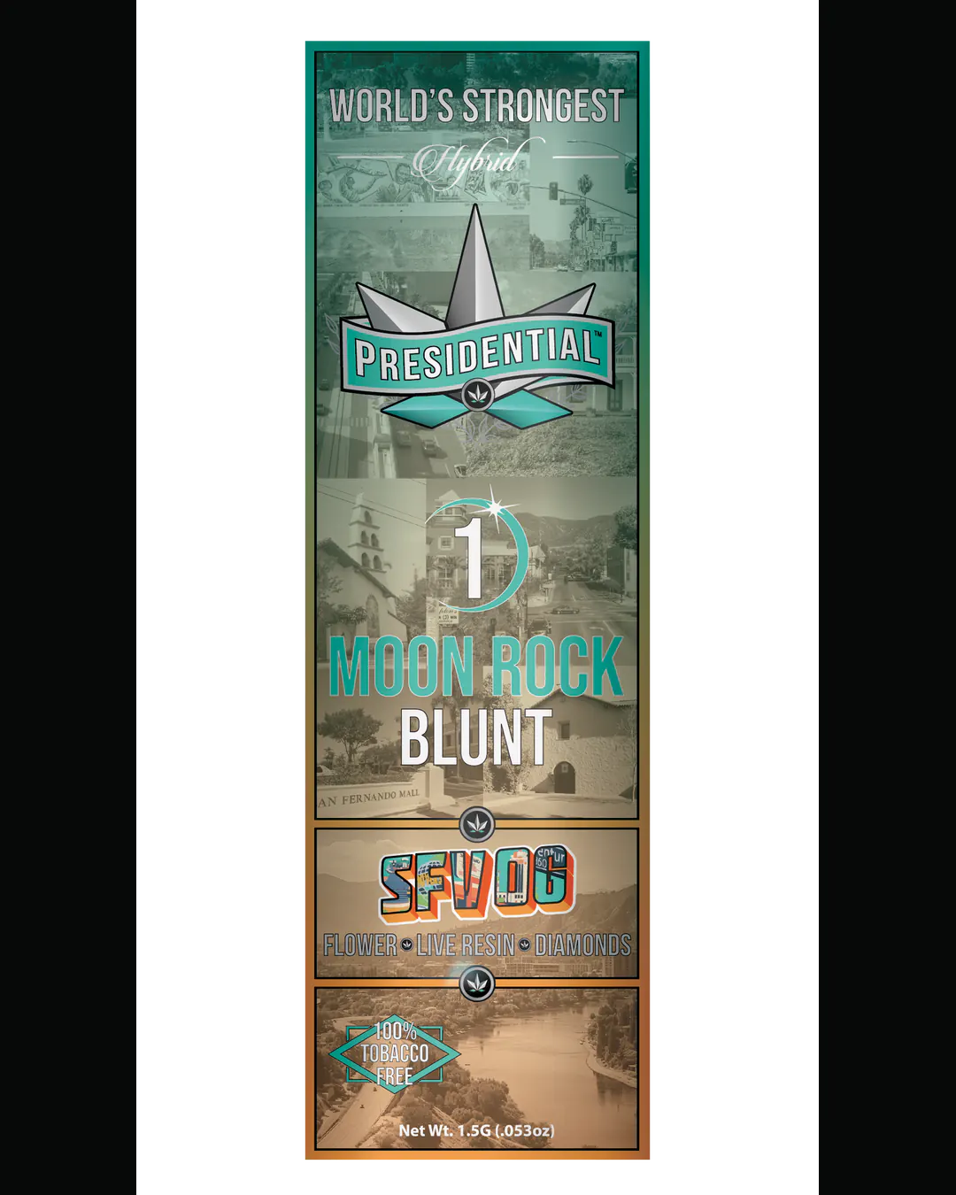 Presidential SFV OG blunt vertical menu label artwork