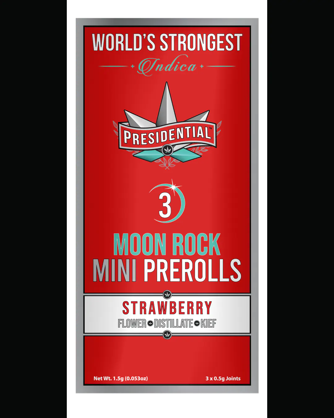 Presidential Strawberry mini pre-roll vertical menu label artwork