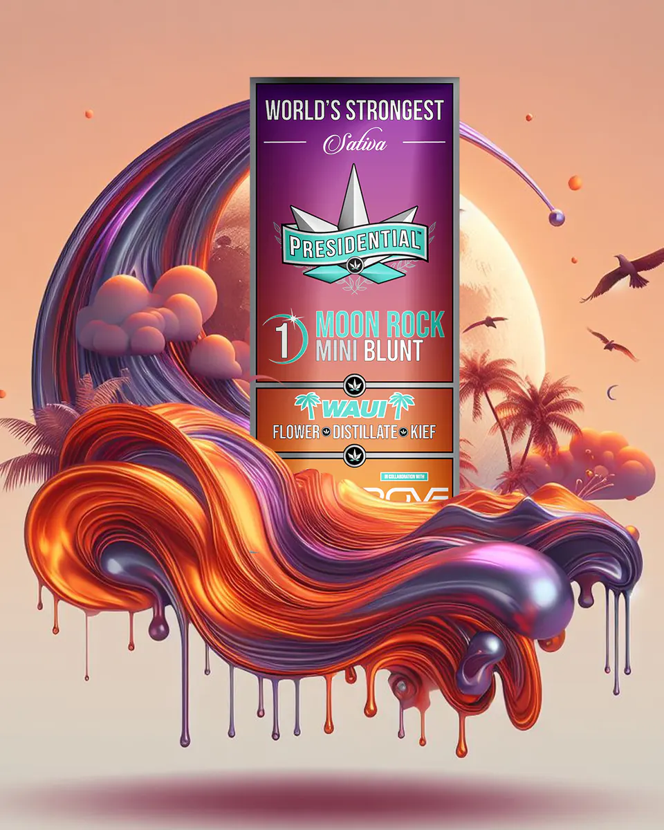 Presidential Waui single mini blunt packaging artwork in an alternate portrait layout