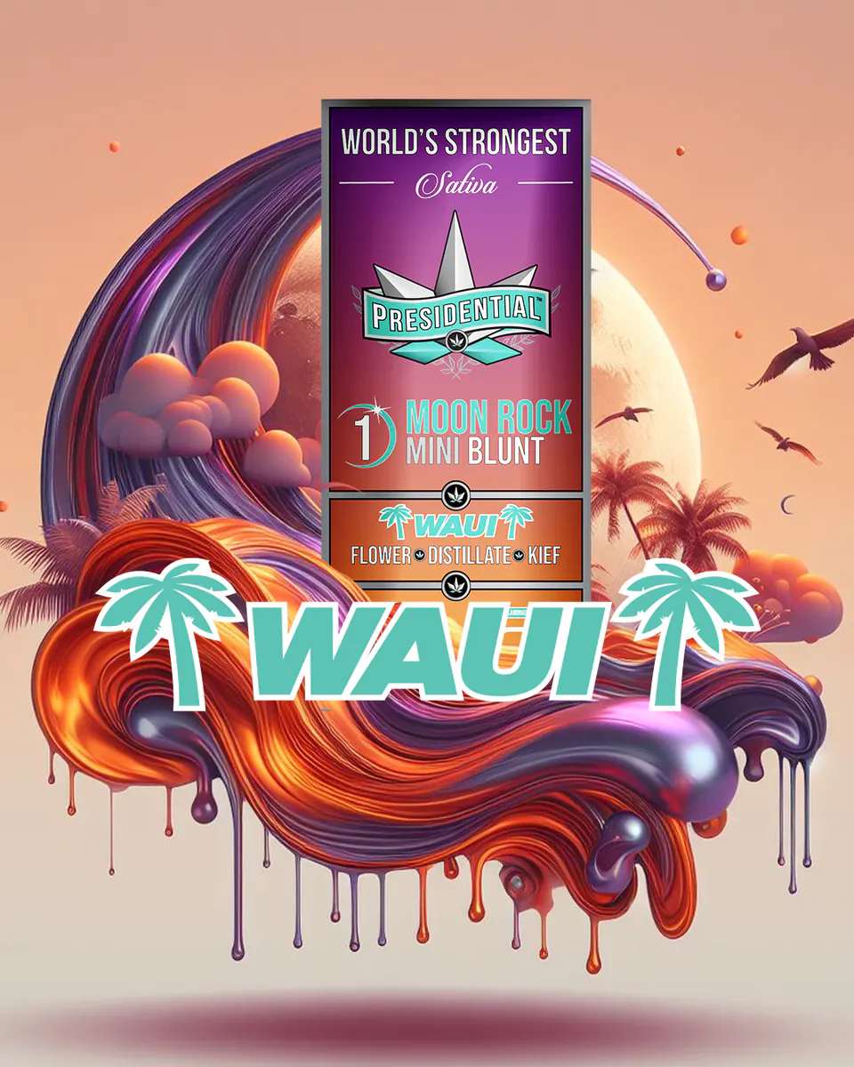 Presidential Waui single mini blunt packaging artwork in a portrait layout